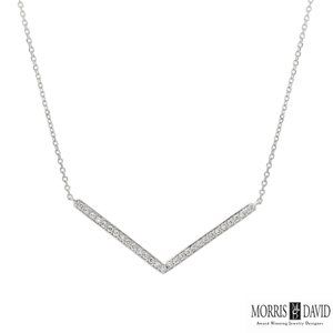 0.25 Carat Natural Diamond Open V Necklace 14K WG